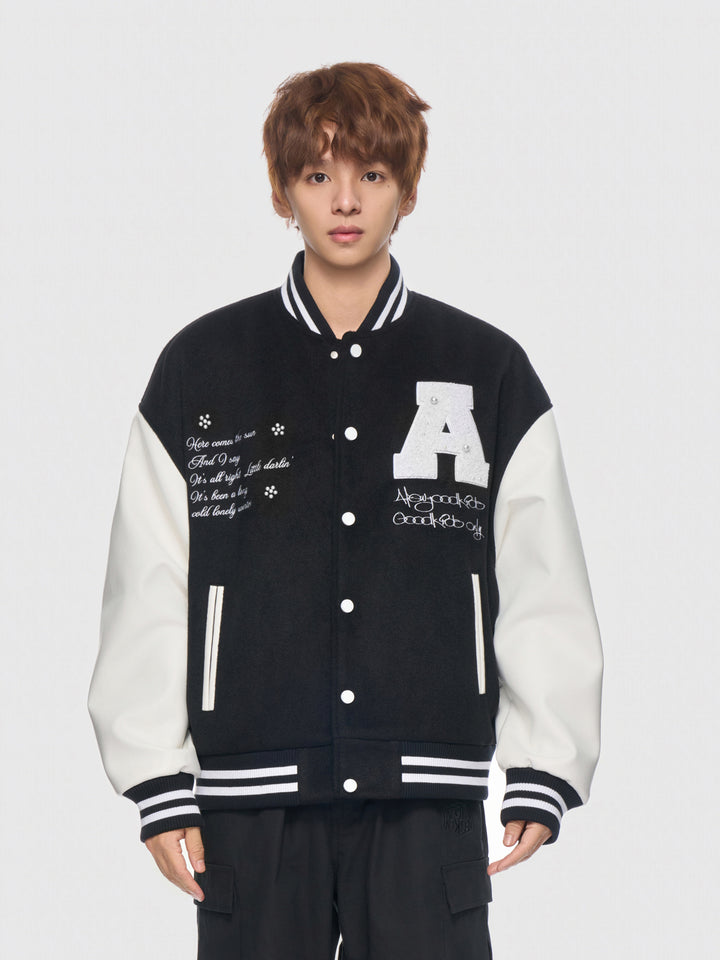 (AFGK)"Pearl logo varsity jacket"