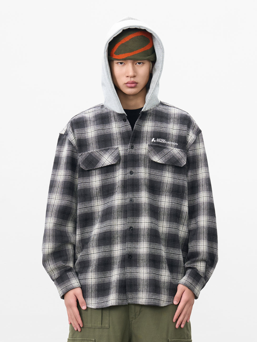 DONCARE(AFGK) "Hooded check shirt"