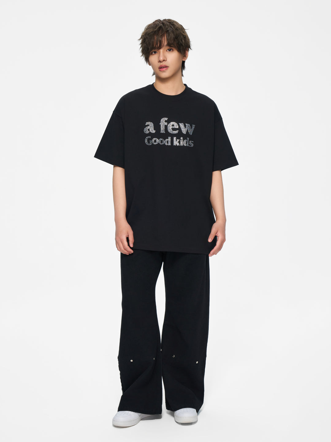 (AFGK) “Rhinestone Logo Tee - Triple Black”