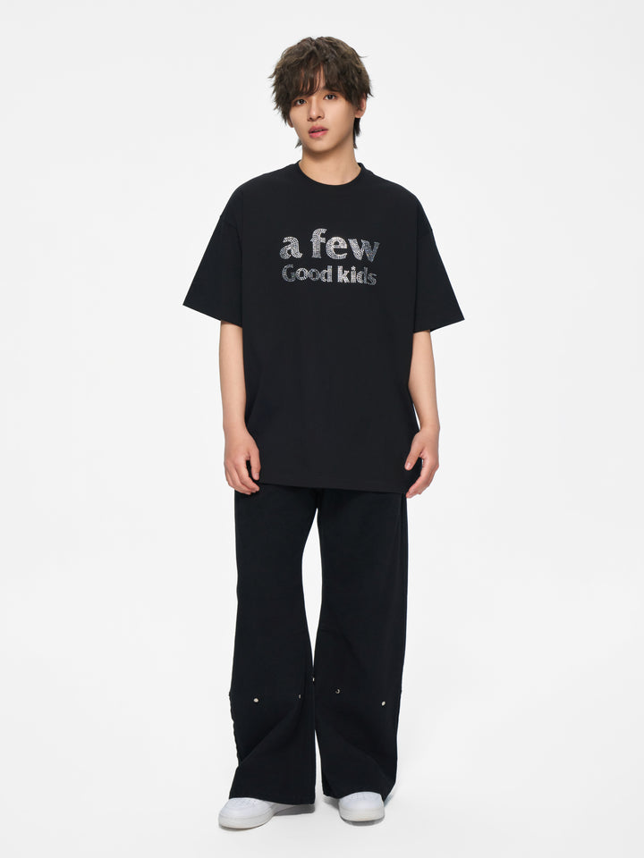 (AFGK) “Rhinestone Logo Tee - Triple Black”