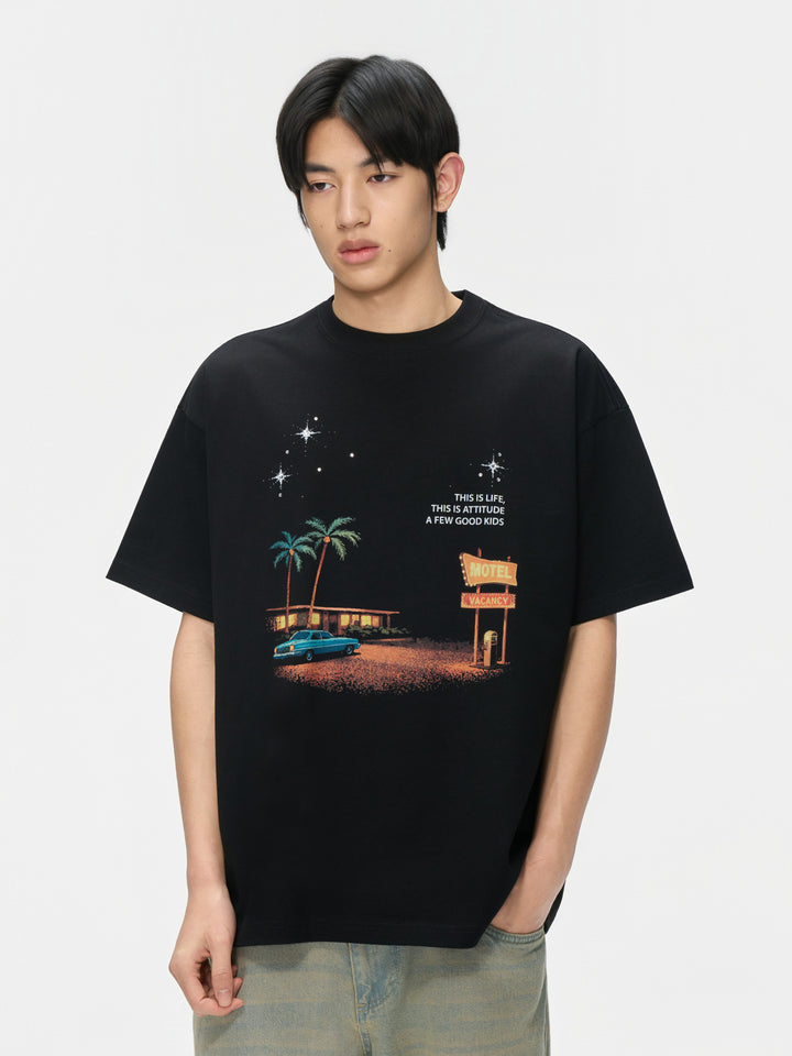 (AFGK) "Midnight Motel Vintage Print Tee”