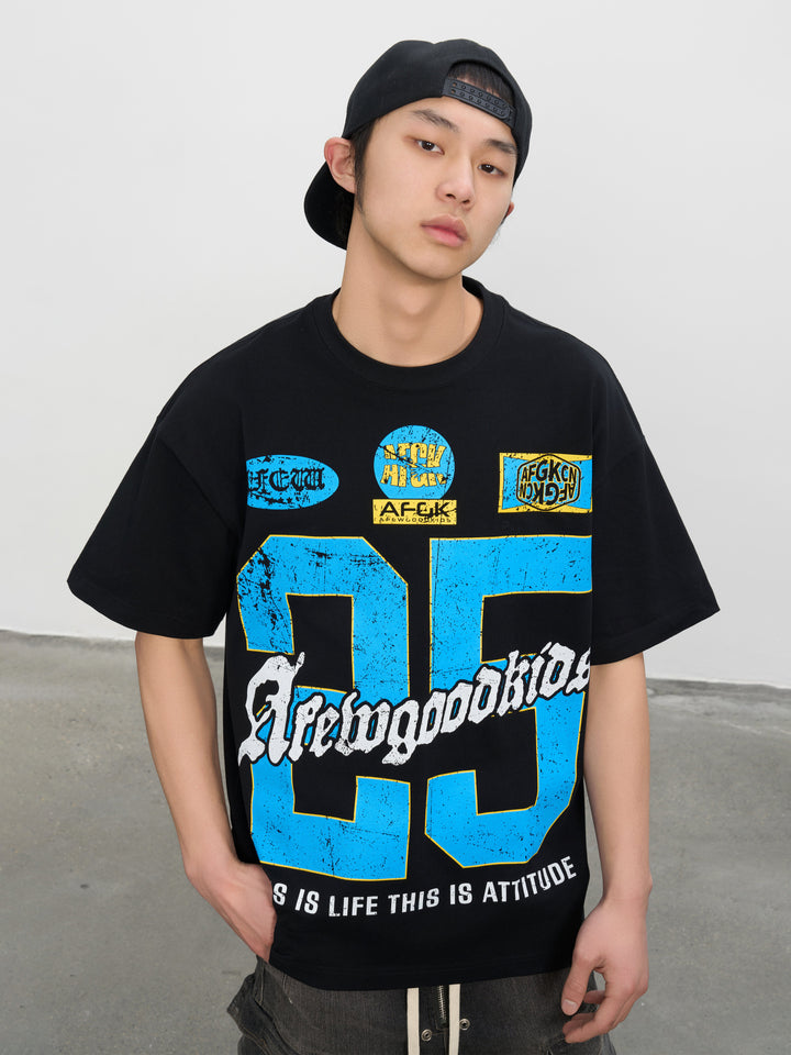 DONCARE(AFGK) "Vintage distressed logo tee"