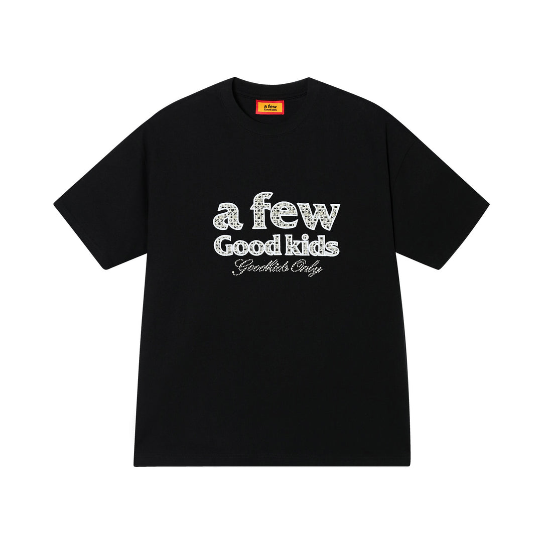 DONCARE(AFGK) "Embroidered tweed logo tee"