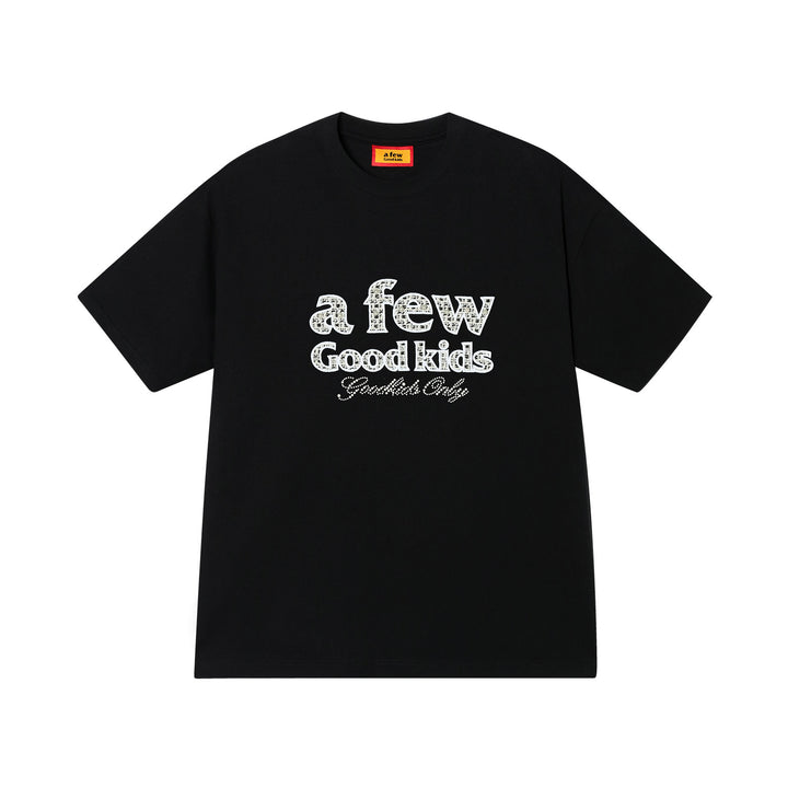 DONCARE(AFGK) "Embroidered tweed logo tee"
