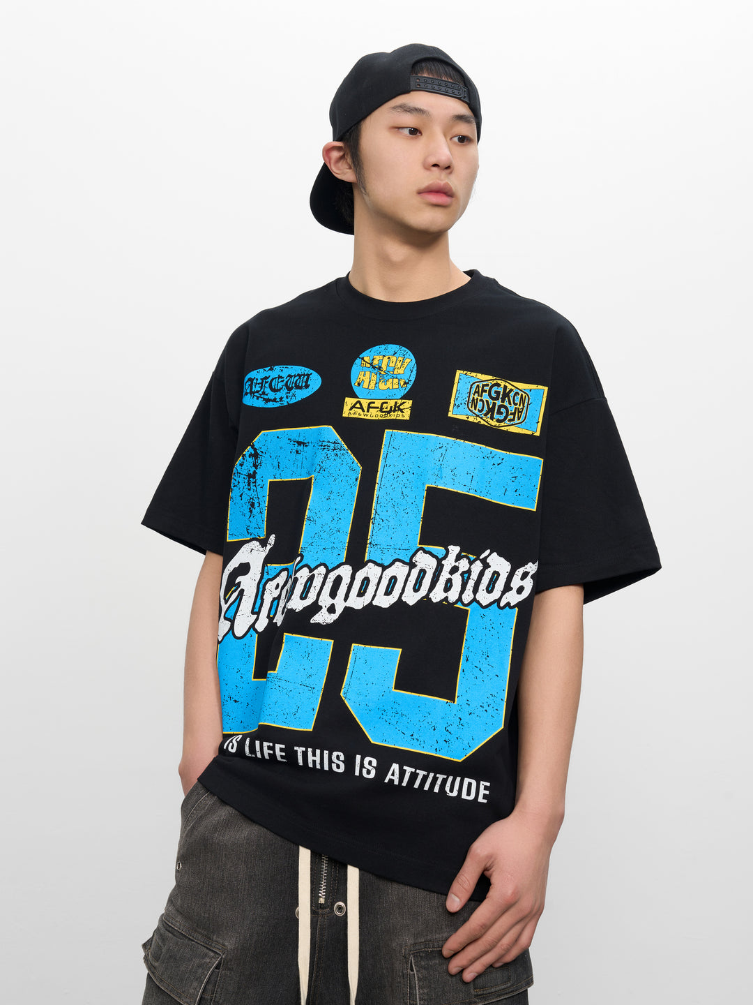 DONCARE(AFGK) "Vintage distressed logo tee"