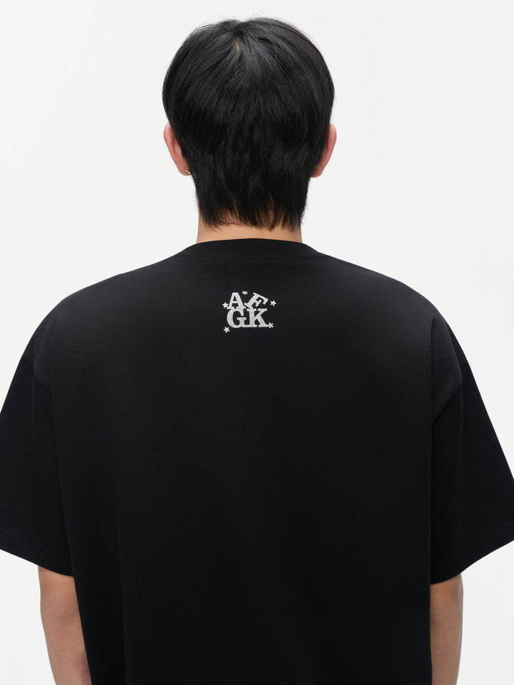 (AFGK) "Glitter Star Rhinestone Logo Tee”