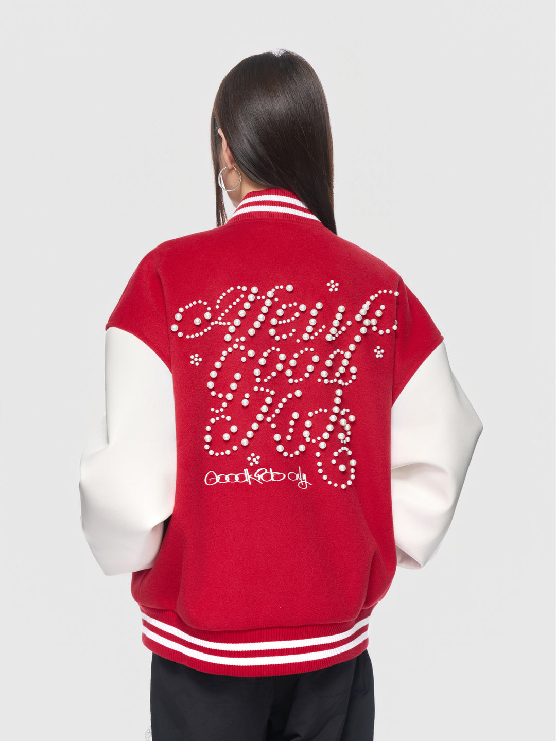 (AFGK)"Pearl logo varsity jacket"