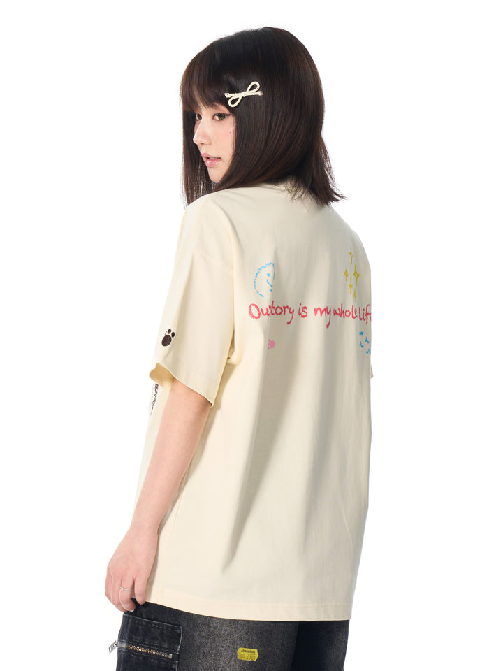 DONCARE(AFGK) "Flocked angel logo tee"