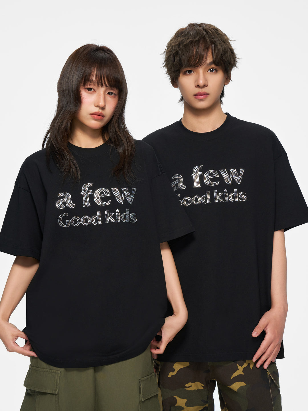 (AFGK) “Rhinestone Logo Tee - Triple Black”