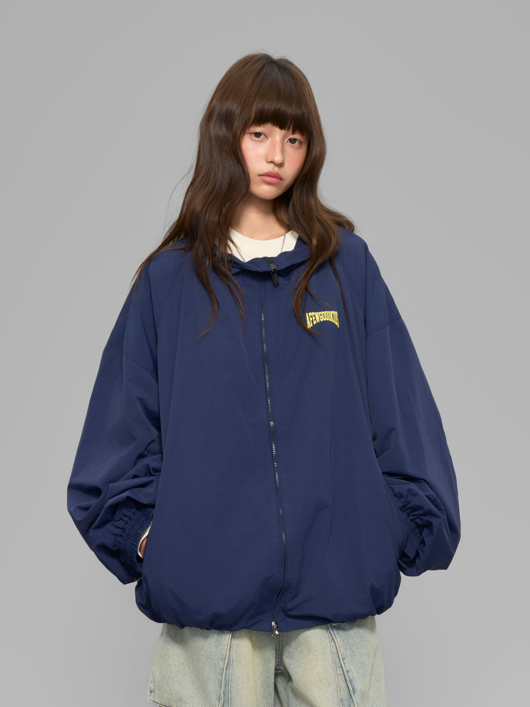 Nylon hign neck coach jacket