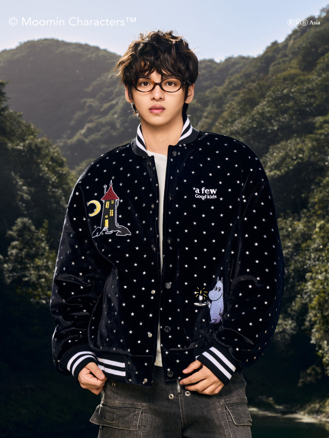AFGK X MOOMIN "Velvet varsity jacket"