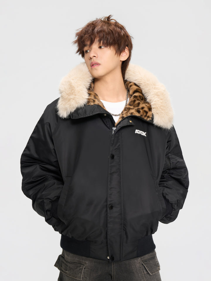 (AFGK) "Leopard Fur Hooded Parka"