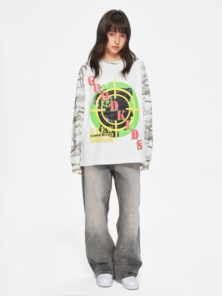 (AFGK) "Camo Patchwork Raglan Long Sleeve"