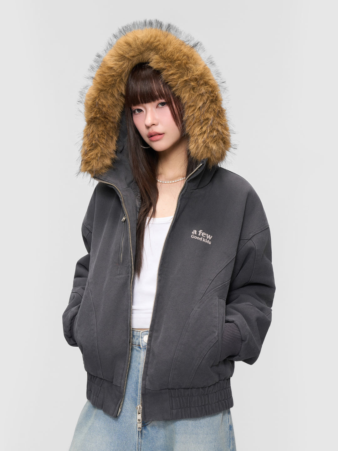 DONCARE(AFGK) "Paneled fur jacket"