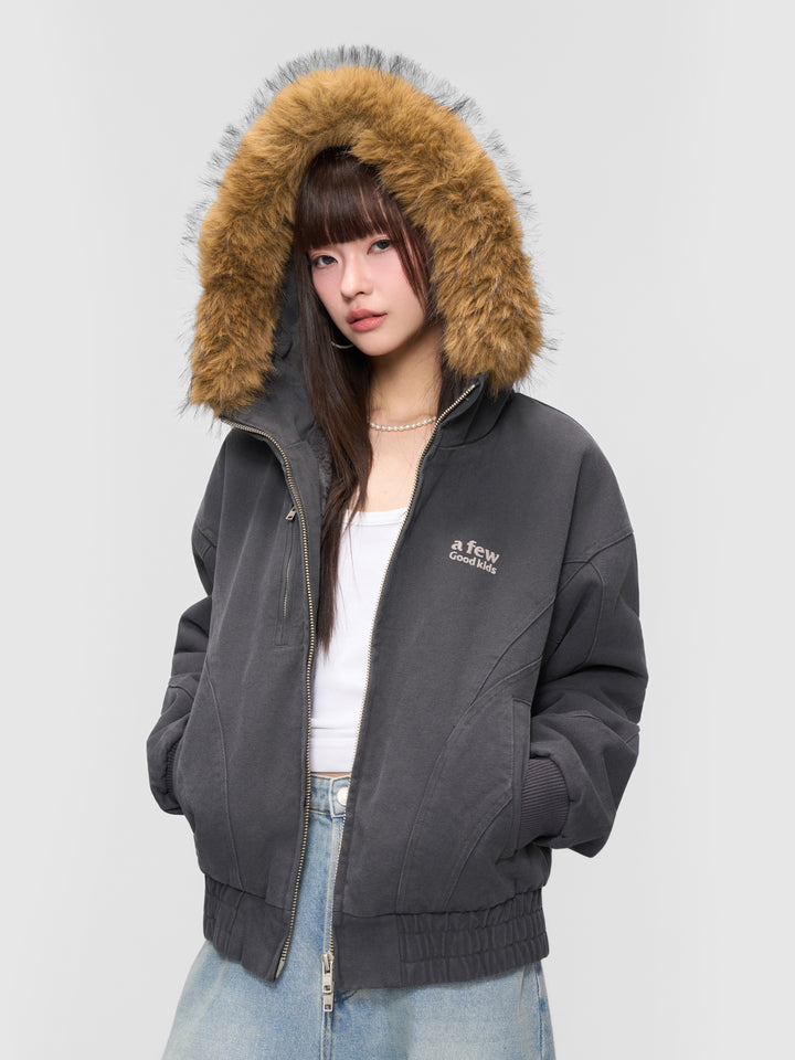 DONCARE(AFGK) "Paneled fur jacket"