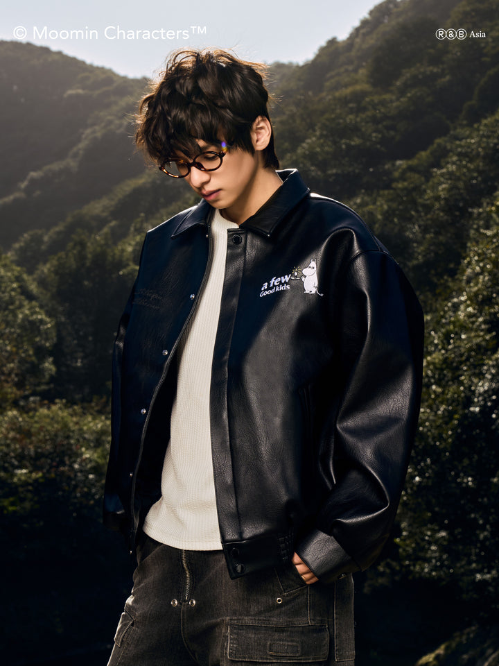 AFGK X MOOMIN "Logo leather jacket"