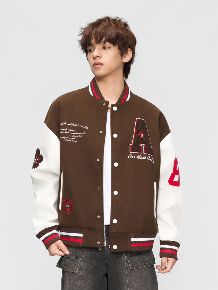 DONCARE(AFGK) "Logo badge varsity jacket"