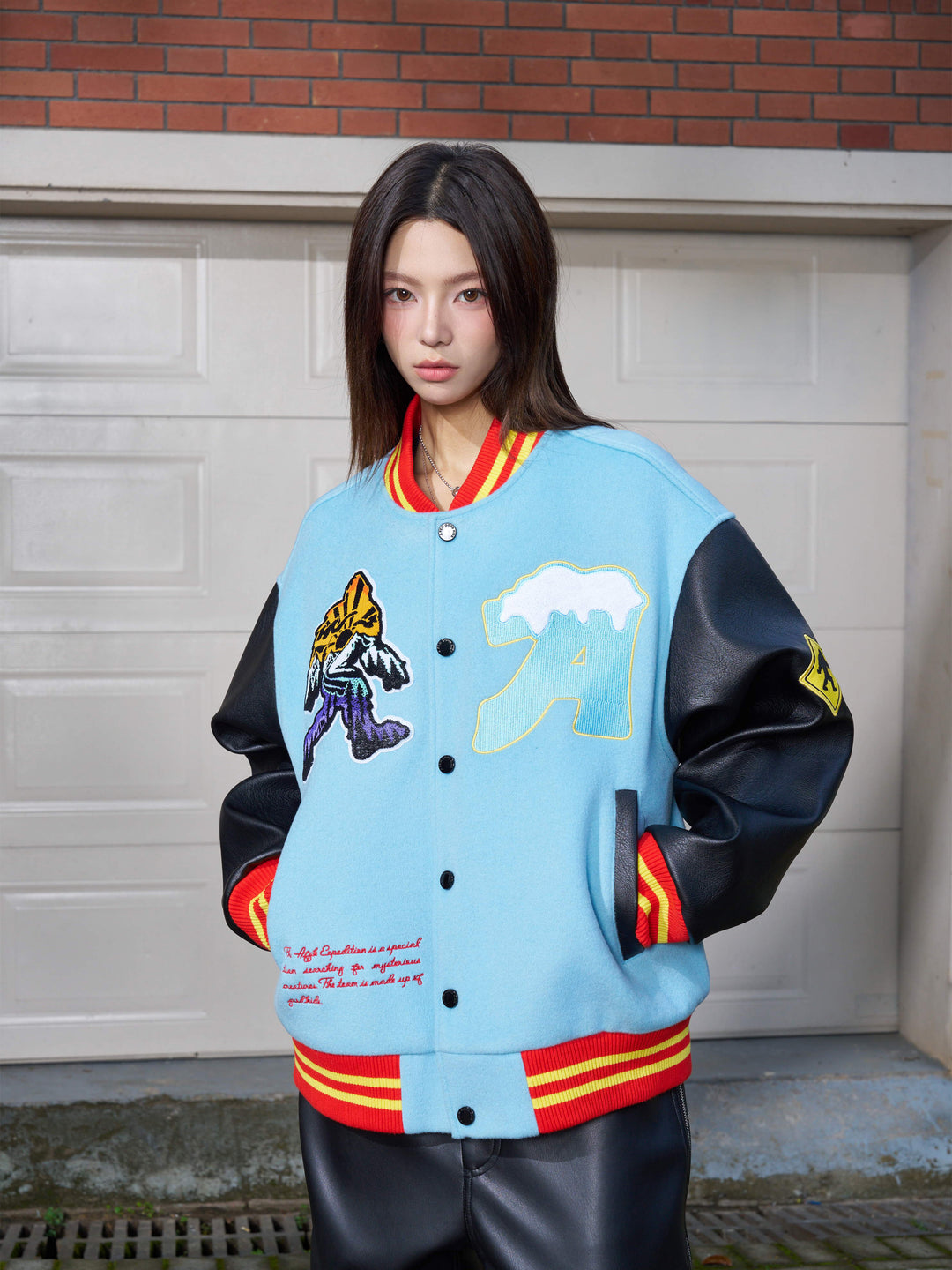 DONCARE(AFGK) "Yeti logo varsity jacket"