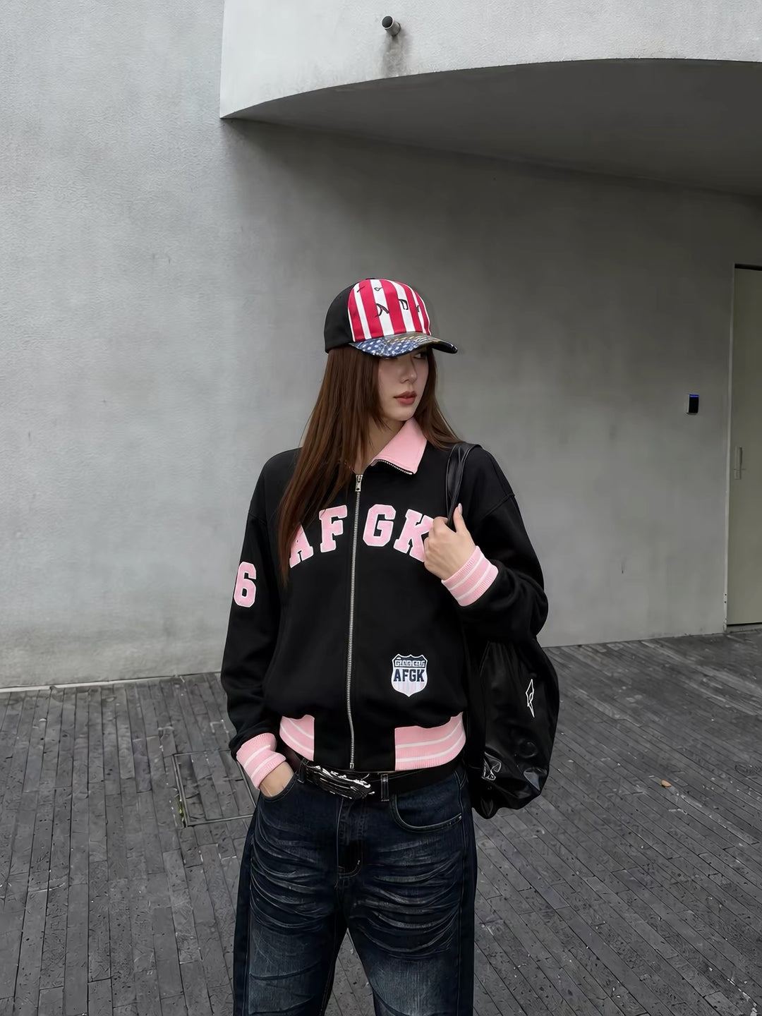 (AGFK) "Retro Varsity Track Jacket"