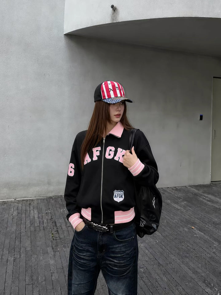 (AGFK) "Retro Varsity Track Jacket"