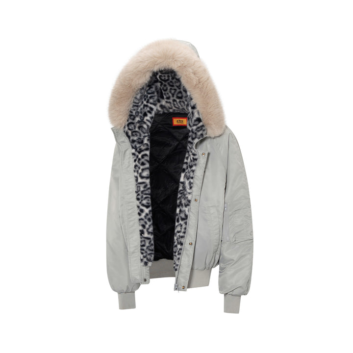 (AFGK) "Leopard Fur Hooded Parka"