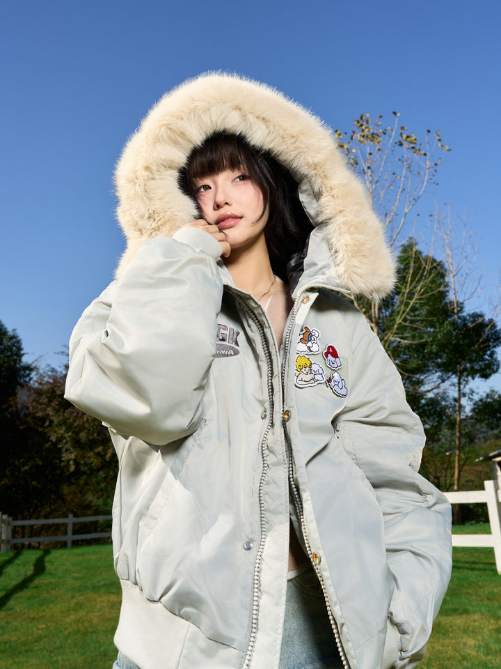 AFGK X TOMBONIA "Velcro logo fur jacket"