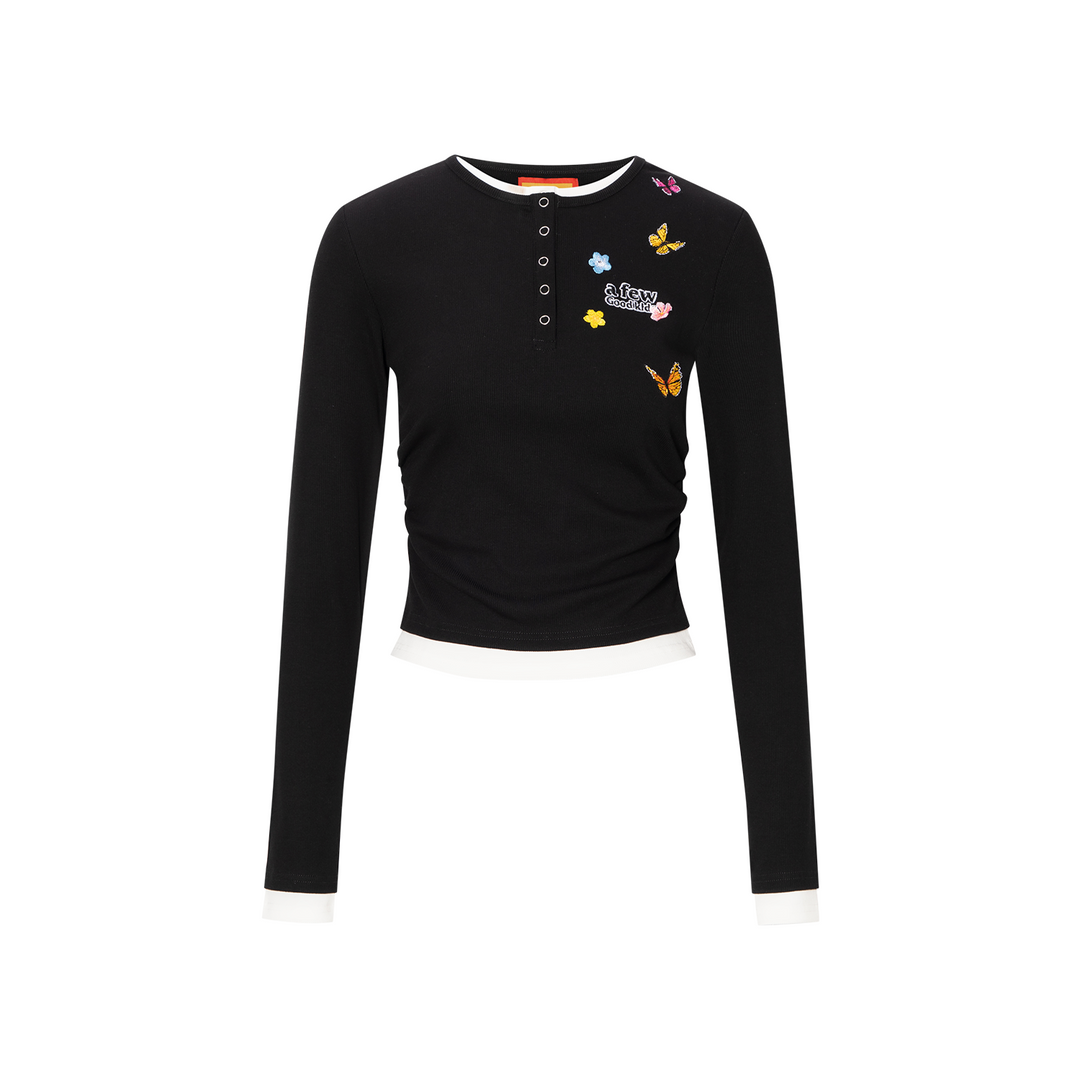 DONCARE(AFGK) "Layered henley long sleeve"