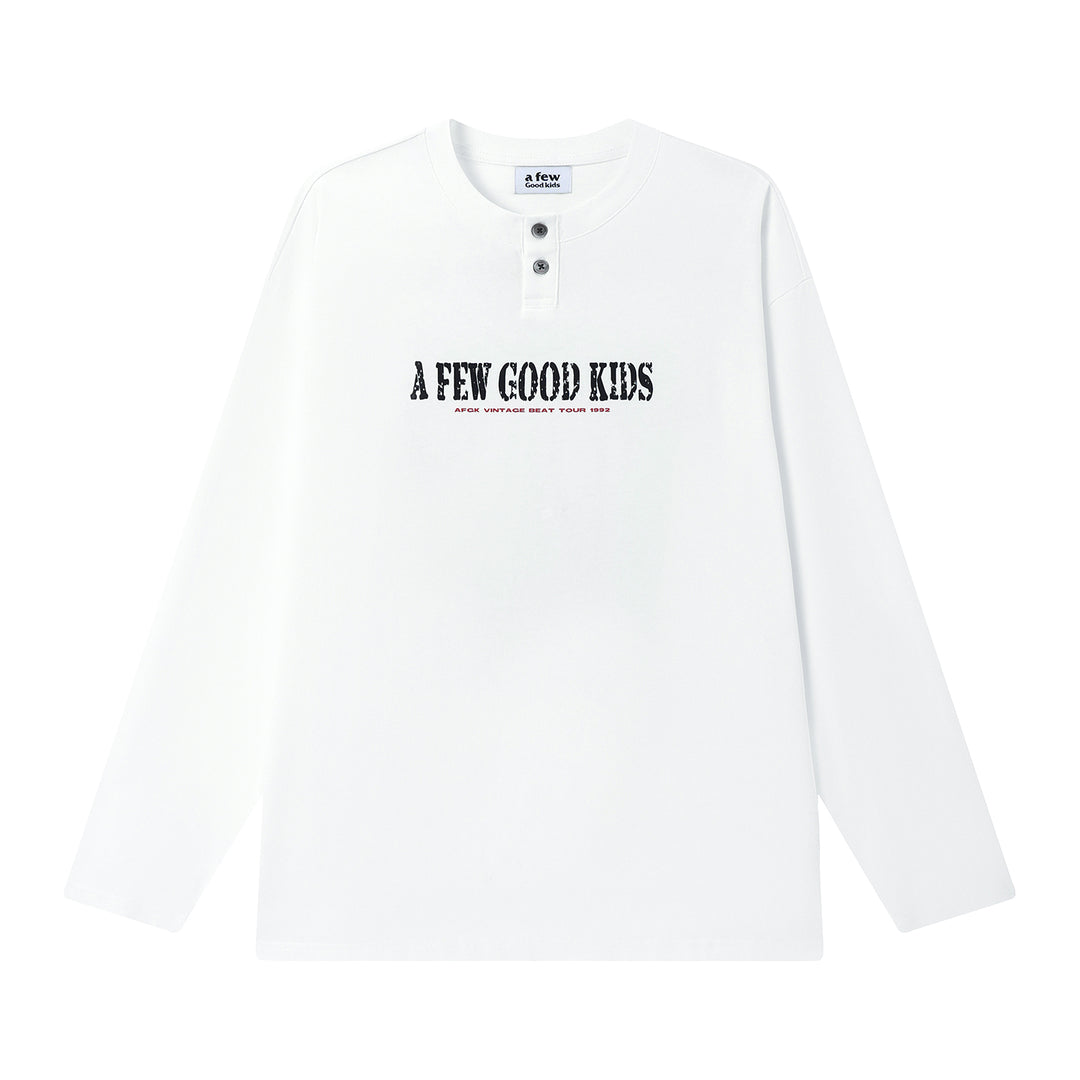 (AFGK) "Vintage Virtual Tour Graphic Henley Shirt"