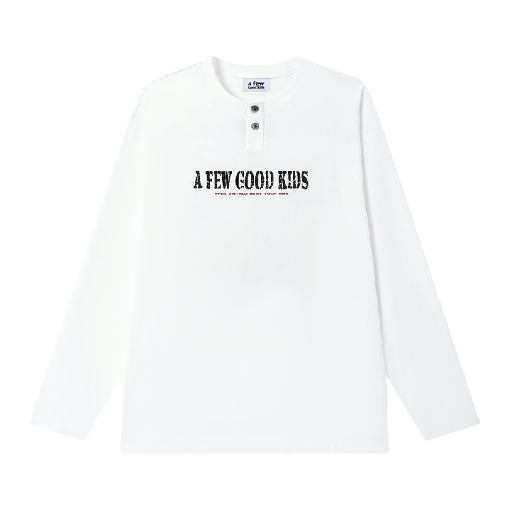 (AFGK) "Vintage Virtual Tour Graphic Henley Shirt"