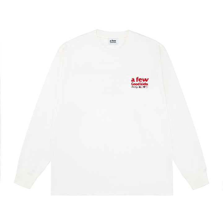 (AFGK) "Cursive Script Embroidered Long Sleeve Tee“