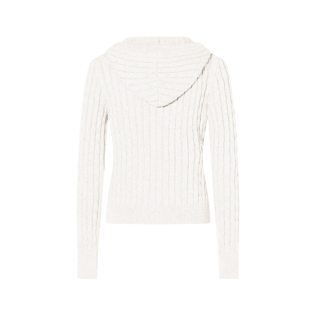 (AFGK) "Cable-Knit Hooded Cardigan"