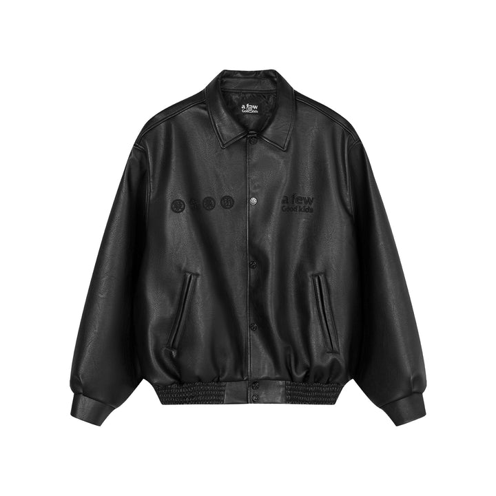 AFGK x CLOT "Logo leather jacket"