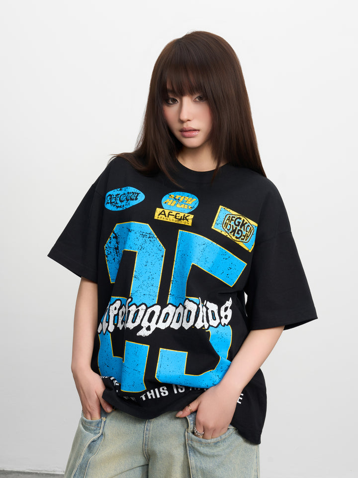 DONCARE(AFGK) "Vintage distressed logo tee"