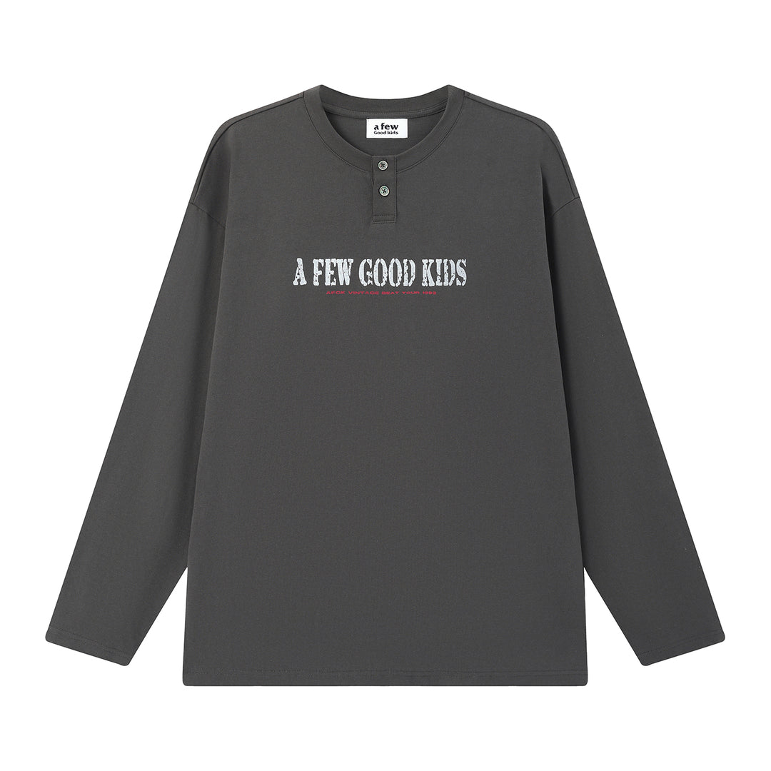 (AFGK) "Vintage Virtual Tour Graphic Henley Shirt"