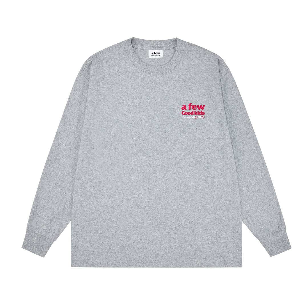 (AFGK) "Cursive Script Embroidered Long Sleeve Tee“