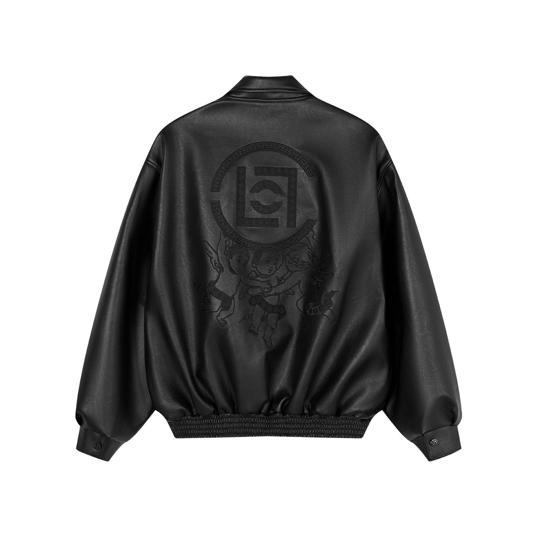 AFGK x CLOT "Logo leather jacket"