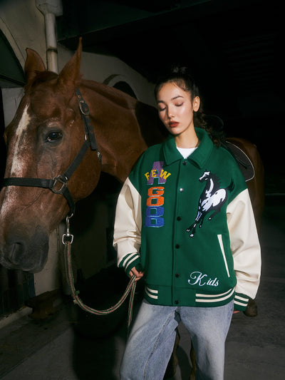 DONCARE(AFGK) “Horse logo varsity jacket”