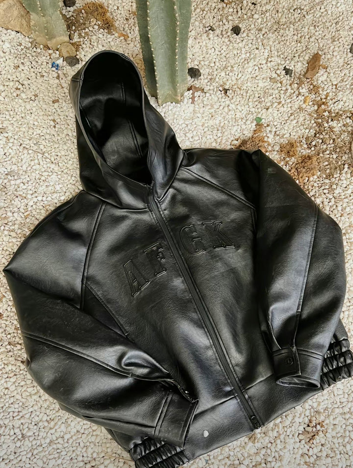 DONCARE(AFGK) “Hooded leather jacket”