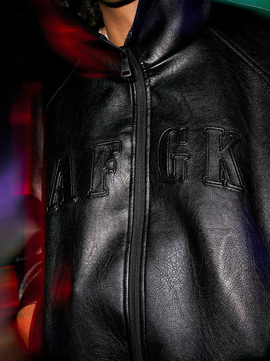 DONCARE(AFGK) “Hooded leather jacket”