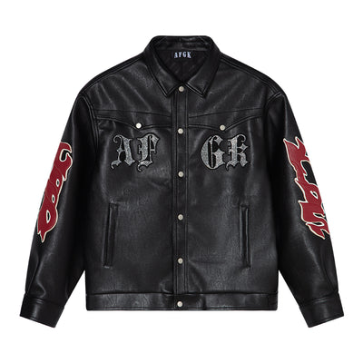 DONCARE(AFGK) “Rhinestone all leather jacket”