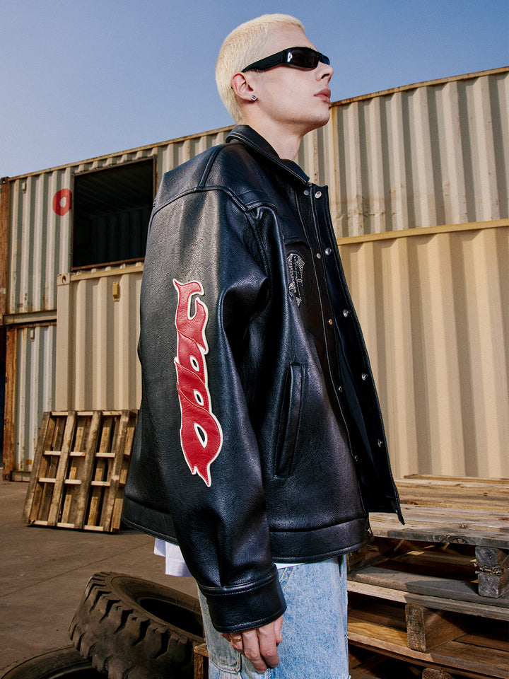 DONCARE(AFGK) “Rhinestone all leather jacket”