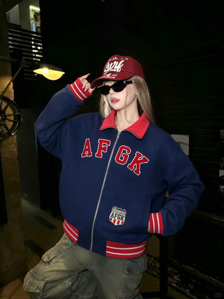 (AGFK) "Retro Varsity Track Jacket"