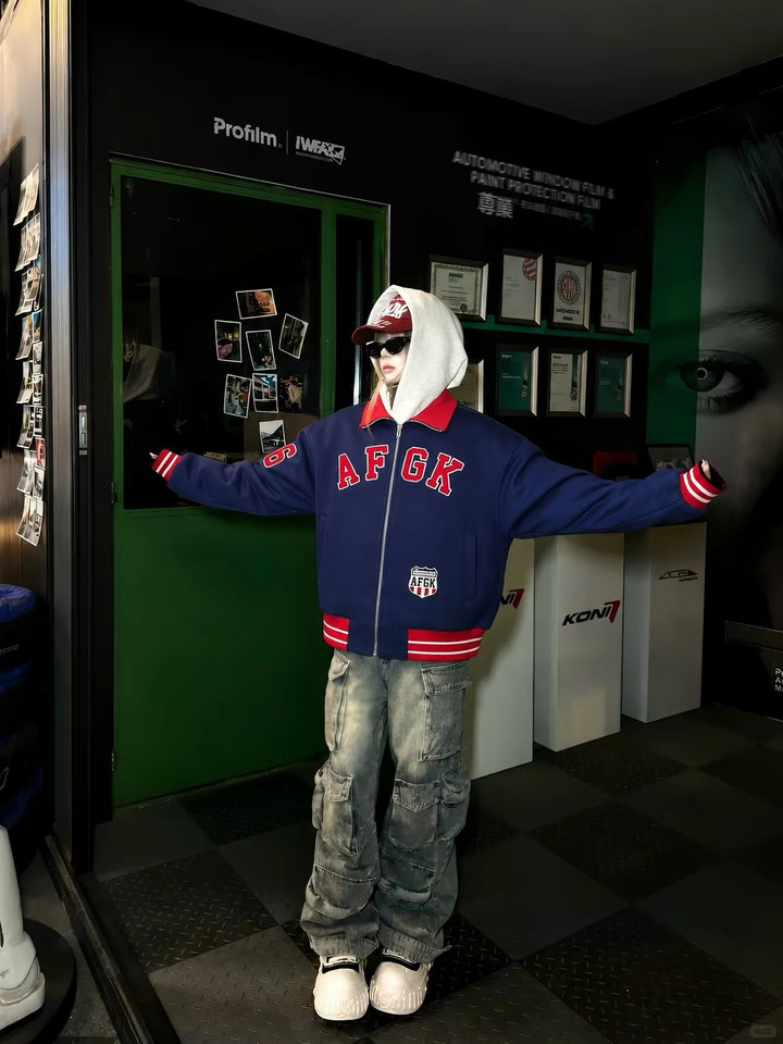 (AGFK) "Retro Varsity Track Jacket"