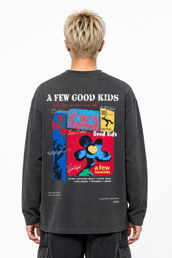 (AFGK) "Vintage Virtual Tour Graphic Henley Shirt"
