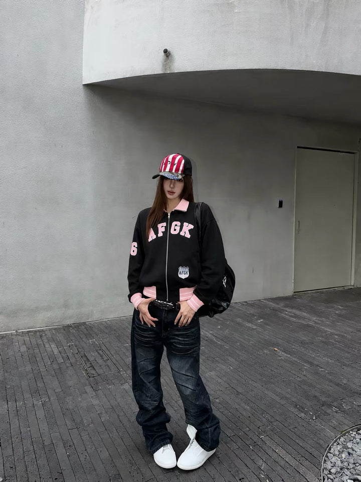 (AGFK) "Retro Varsity Track Jacket"
