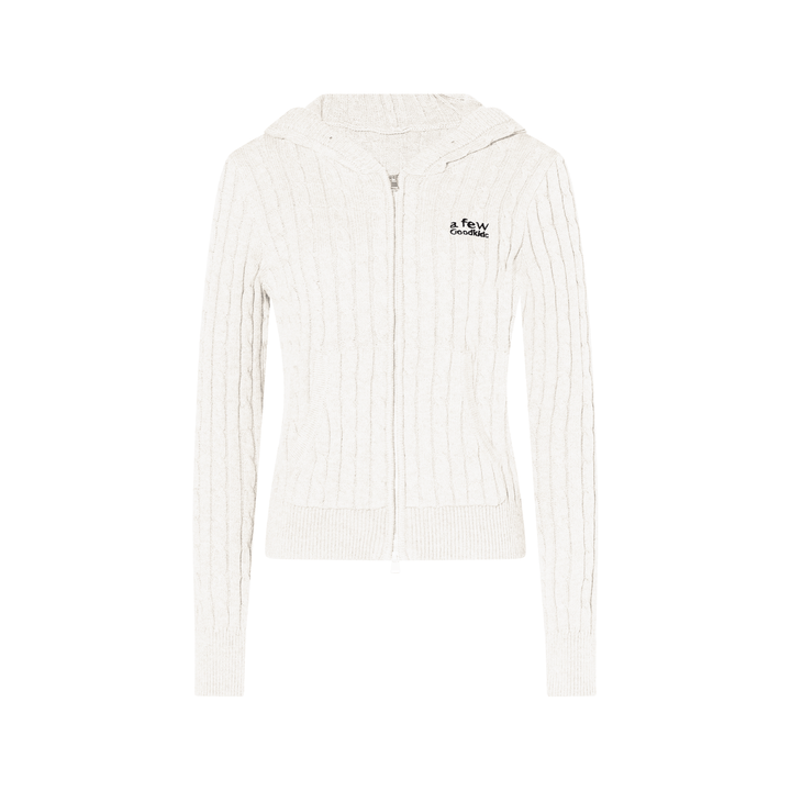 (AFGK) "Cable-Knit Hooded Cardigan"