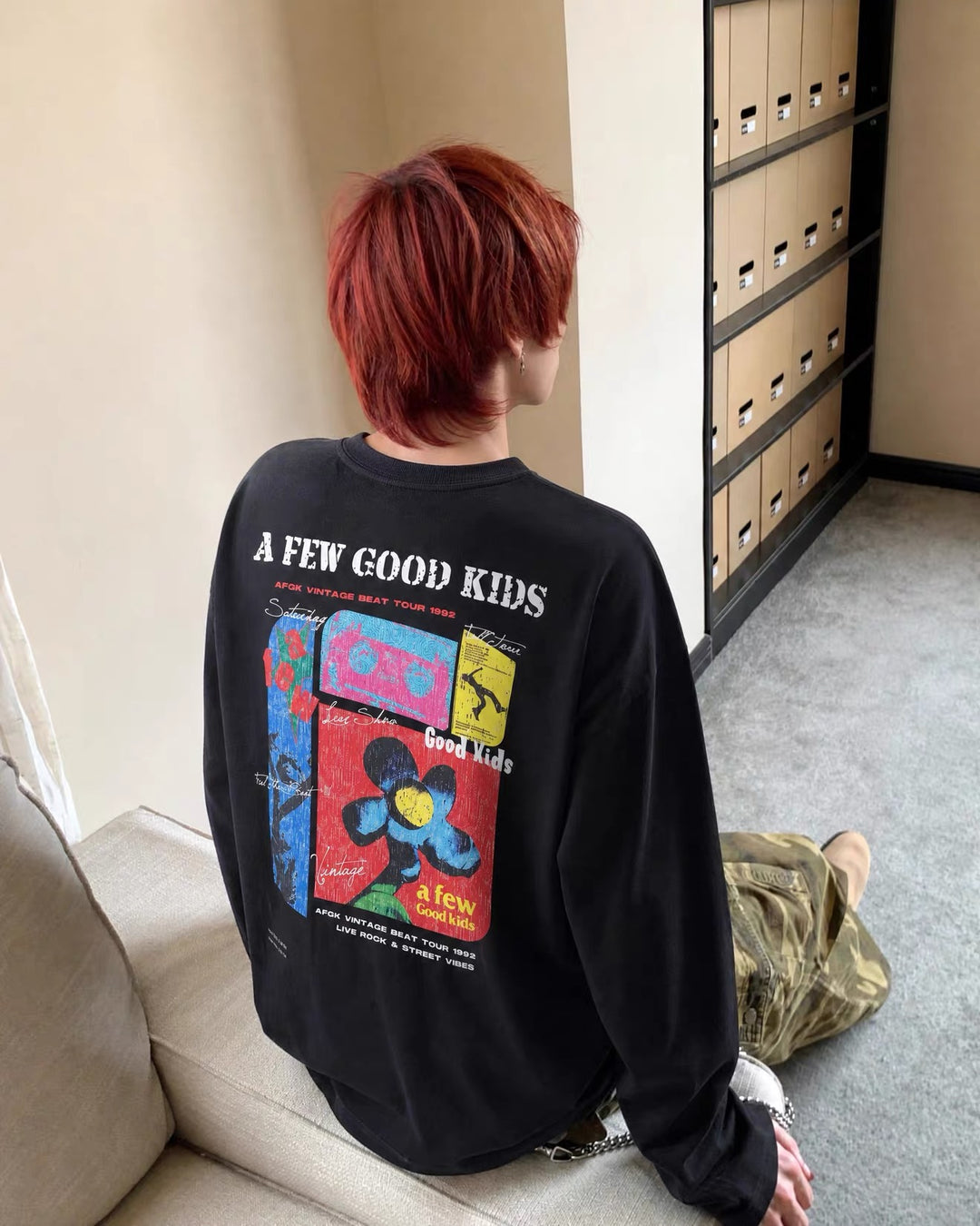 (AFGK) "Vintage Virtual Tour Graphic Henley Shirt"
