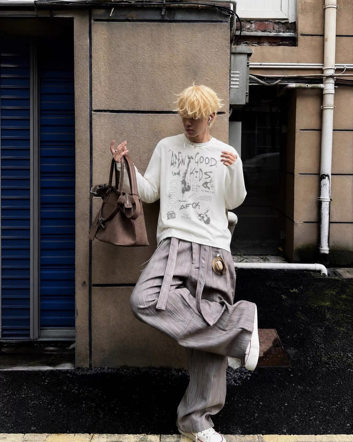 (AFGK) "Vintage Distressed Long Sleeve Tee"