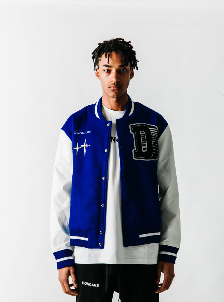 Maker of Jacket Varsity Jackets Navy Blue DONCARE Casino Baseball