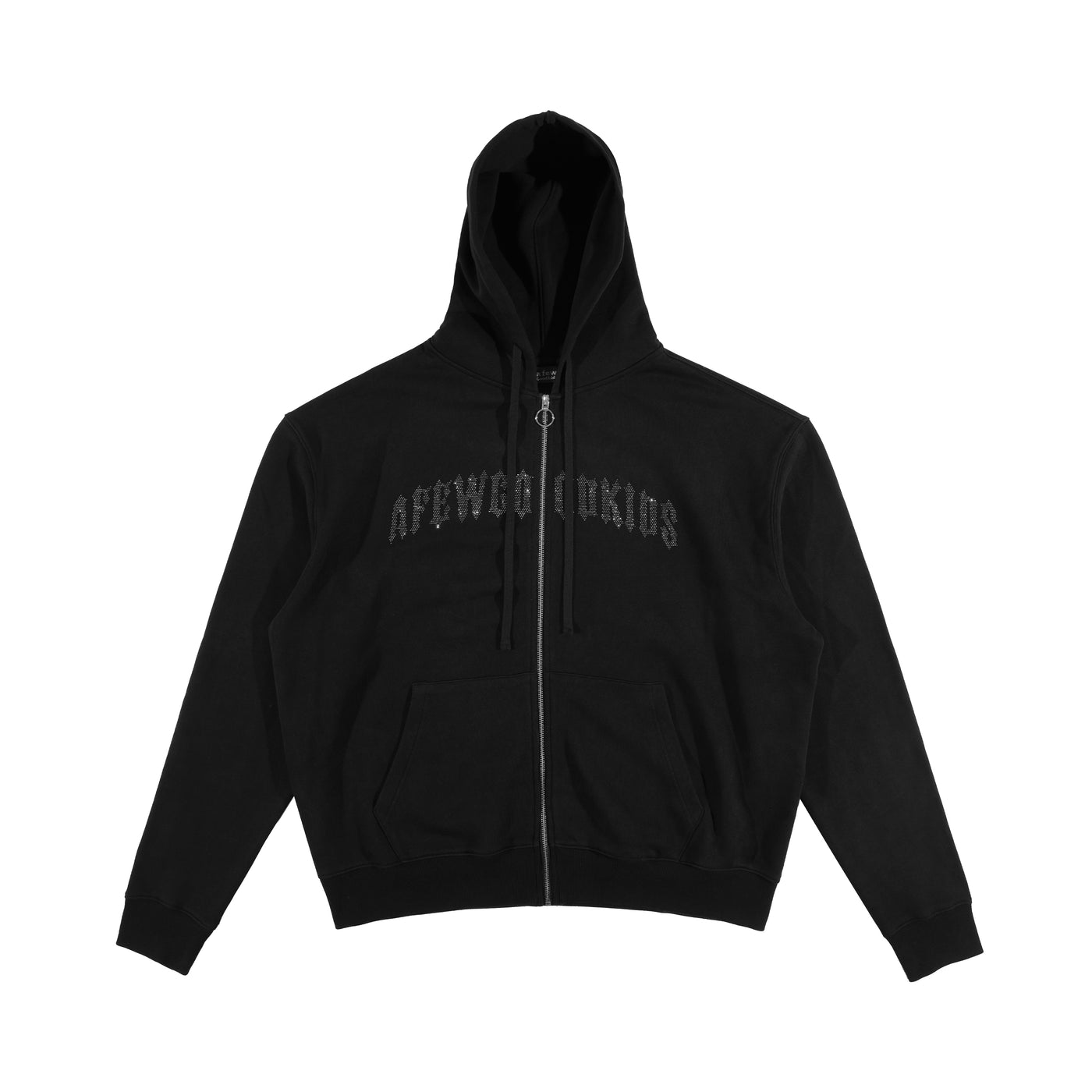 DONCARE(AFGK) "Rhinestone Gothic logo zipped hoodie" - Black